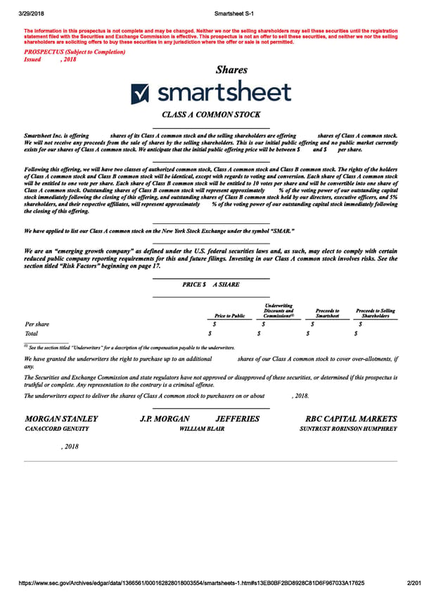 Smartsheet S-1 | Interactive Prospectus - Page 2