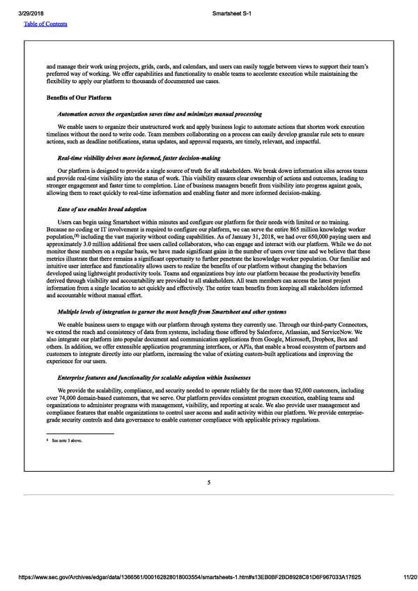 Smartsheet S-1 | Interactive Prospectus - Page 11